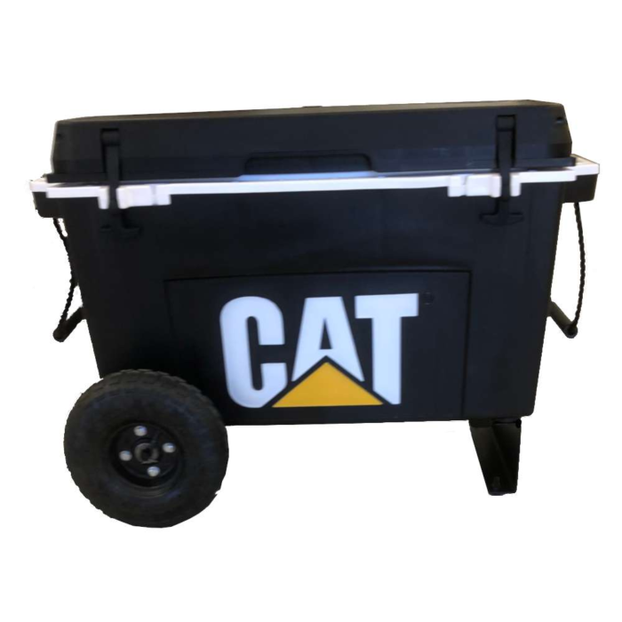 a cooler with wheel kit installed